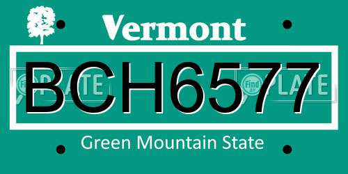 BCH6577 Vermont License Plate
