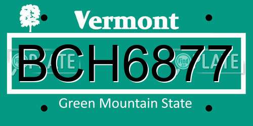 BCH6877 Vermont License Plate
