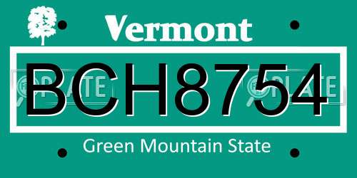 BCH8754 Vermont License Plate