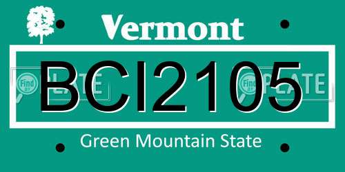 BCI2105 Vermont License Plate