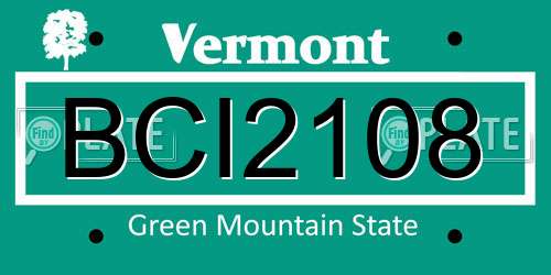 BCI2108 Vermont License Plate