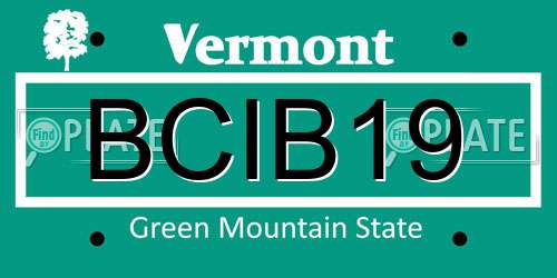 BCIB19 Vermont License Plate