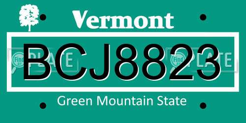BCJ8823 Vermont License Plate