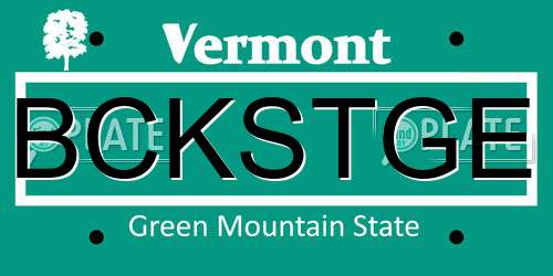 BCKSTGE Vermont License Plate