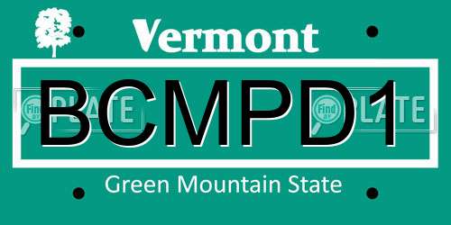 BCMPD1 Vermont License Plate