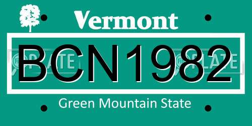 BCN1982 Vermont License Plate