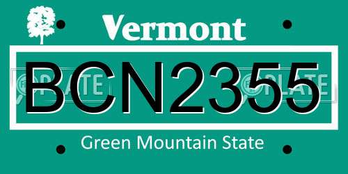 BCN2355 Vermont License Plate