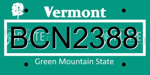BCN2388 Vermont License Plate