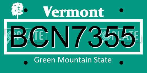 BCN7355 Vermont License Plate