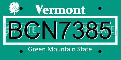 BCN7385 Vermont License Plate