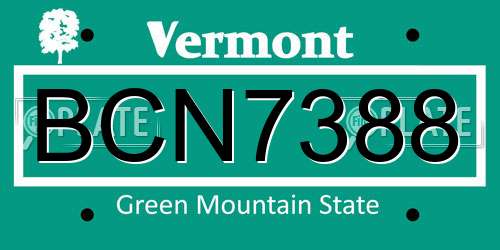 BCN7388 Vermont License Plate