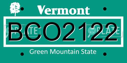 BCO2122 Vermont License Plate
