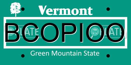 BCOPIOO Vermont License Plate