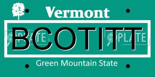 BCOTITT Vermont License Plate