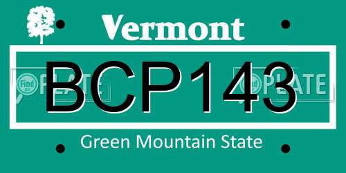 BCP143 Vermont License Plate