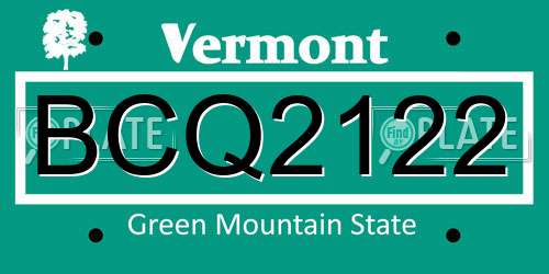 BCQ2122 Vermont License Plate