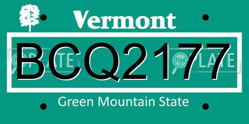 BCQ2177 Vermont License Plate