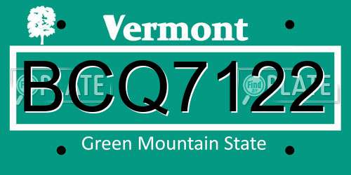 BCQ7122 Vermont License Plate