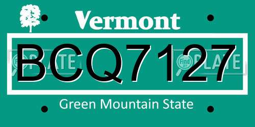 BCQ7127 Vermont License Plate