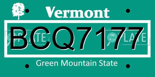 BCQ7177 Vermont License Plate