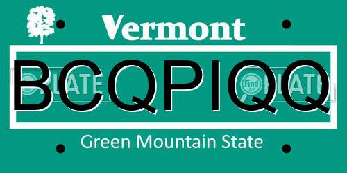 BCQPIQQ Vermont License Plate