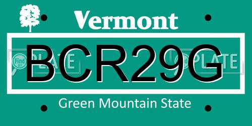 BCR29G Vermont License Plate