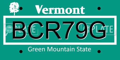 BCR79G Vermont License Plate