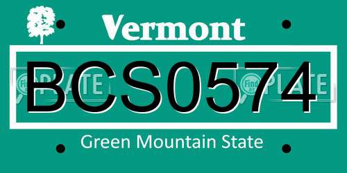 BCS0574 Vermont License Plate