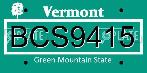 BCS9415 Vermont License Plate