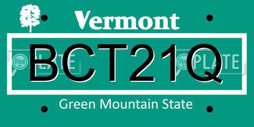 BCT21Q Vermont License Plate