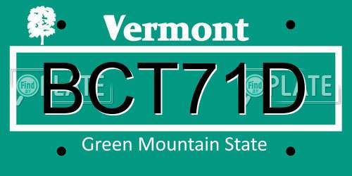 BCT71D Vermont License Plate
