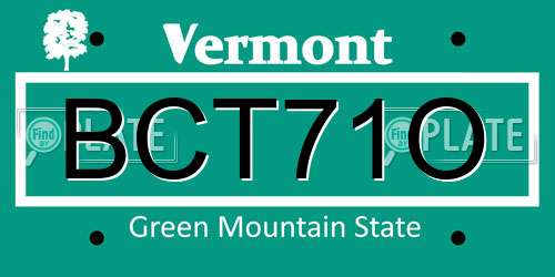 BCT71O Vermont License Plate
