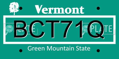 BCT71Q Vermont License Plate
