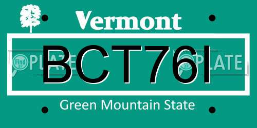 BCT76I Vermont License Plate