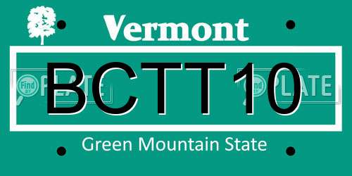 BCTT10 Vermont License Plate