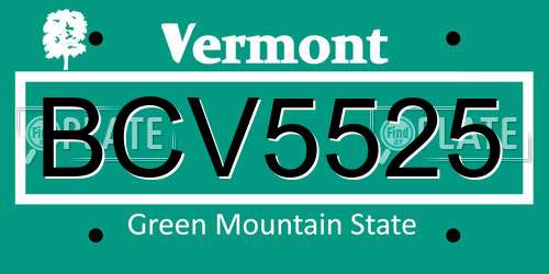 BCV5525 Vermont License Plate