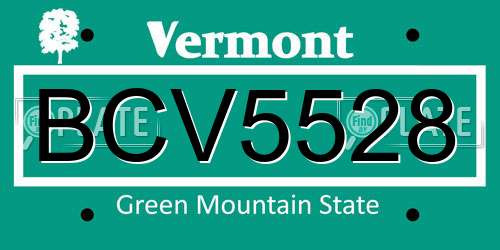 BCV5528 Vermont License Plate