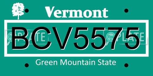 BCV5575 Vermont License Plate