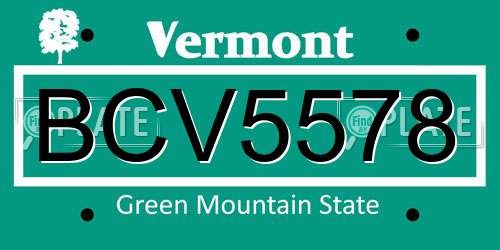 BCV5578 Vermont License Plate