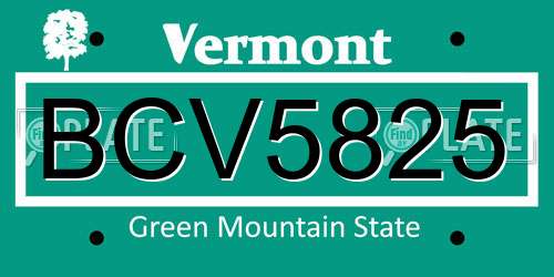 BCV5825 Vermont License Plate
