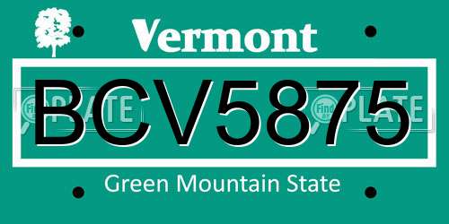 BCV5875 Vermont License Plate