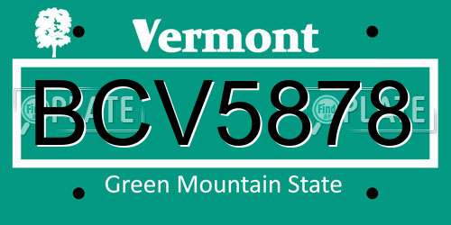 BCV5878 Vermont License Plate
