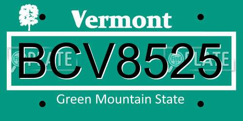 BCV8525 Vermont License Plate