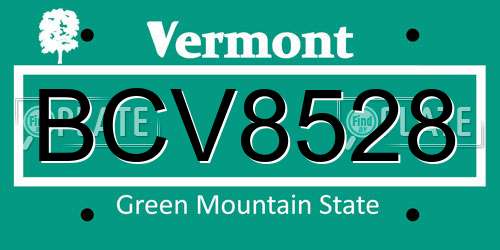 BCV8528 Vermont License Plate