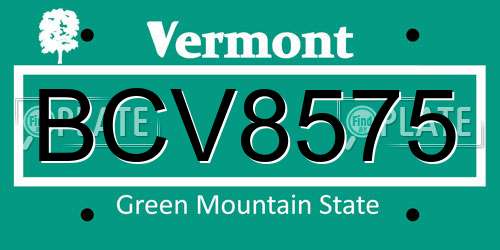 BCV8575 Vermont License Plate