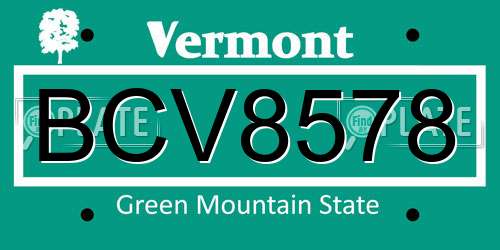 BCV8578 Vermont License Plate