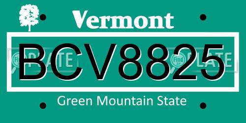 BCV8825 Vermont License Plate