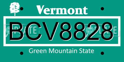 BCV8828 Vermont License Plate