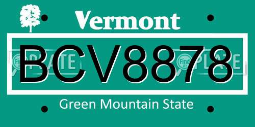 BCV8878 Vermont License Plate