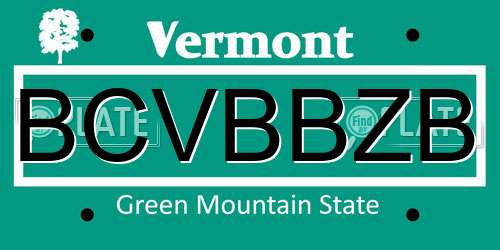 BCVBBZB Vermont License Plate